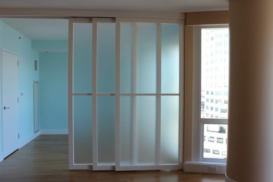 A Raydoor sliding wall in a home.