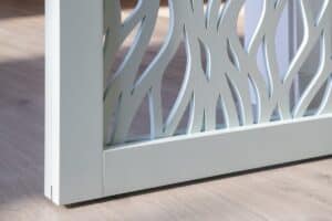 Raydoor sliding panel with glass insert and custom pattern