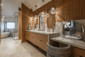 Optimizing a smaller bathroom space with sliding doors