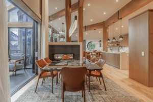 Warm minimal dining space